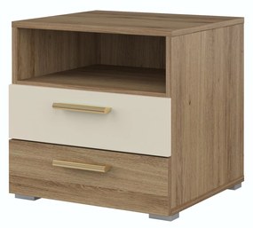 Nočný stolík Verdeene (dub divoký + béžová). Vlastná spoľahlivá doprava až k Vám domov. 1091833
