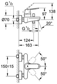 GROHE Eurosmart Cosmopolitan - Páková vaňová batéria, chróm 32831000