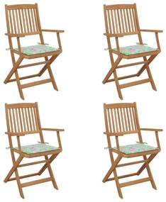 Skladacie záhradné stoličky s podložkami 4 ks akáciový masív 3064629
