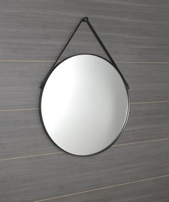 Sapho Sapho, ORBITER zrkadlo guľaté s koženým popruhom, ø 70cm, čierna matná, ORT070