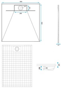 Rea Bazalt Carrara, SMC sprchová vanička 90x90, čierna-kamenný vzor, REA-K7003