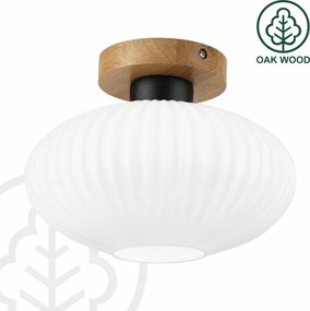 Stropné svietidlo HARMA WOOD, 1xE27/15W/230V, dub/biela, priemer 25 cm