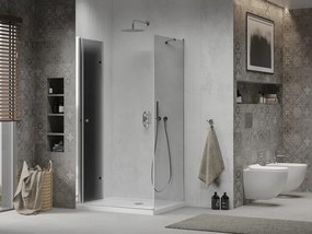 Mexen Lima, sprchový kút so skladacími dverami 80 (dvere) x 100 (stena) cm, 6mm šedé sklo, chrómový profil + slim sprchová vanička biela + chrómový sifón, 856-080-100-01-40-4010