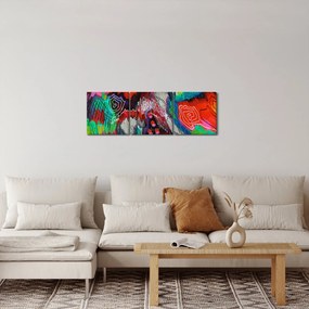 Obraz abstraktné - farby (s hodinami) (90x30 cm)