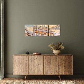 Obraz - Brandenburská brána, Berlín, Nemecko (s hodinami) (90x30 cm)
