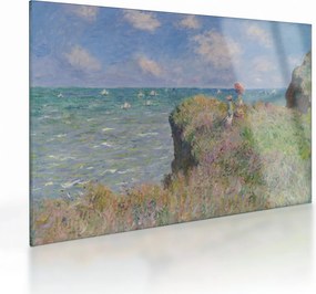 Sklenený obraz - Claude Monet, Cliff Walk at Pourville, reprodukcia (70x50 cm)