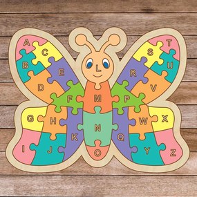 SENTOP | Detské drevené puzzle - Abeceda motýľ A-ZET 26 dielikov | SENTOP H009