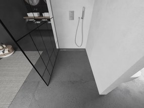 Mexen Kioto, sprchová zástena Walk-In 140 x 200 cm, 8mm číre sklo čierny vzor, brúsená oceľ profil, 800-140-101-97-78