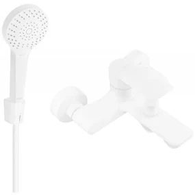 Mexen Royo R05 vaňová batéria so sprchovacím setom, biela - 7223R05-20