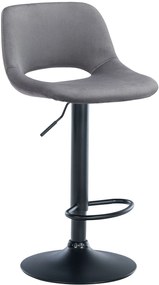 Barová stolička Camden - zamat, čierny rám - Tmavo sivá