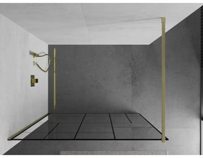 Mexen Kioto, sprchová zástena Walk-In 110 x 200 cm, 8mm číre sklo čierny vzor, zlatý matný profil, 800-110-101-55-78