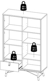 Vitrína v dekore duba v prírodnej farbe 102x162x40 cm Ry – Tvilum
