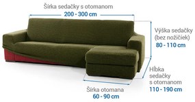 Super strečové poťahy NIAGARA zelená sedačka s otomanom vpravo (š. 200 - 300 cm)