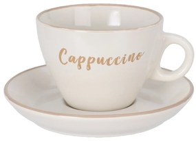 Súprava 4 kameninových šálok s podšálkami Cappuccino 220 ml, mix farieb