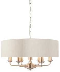 Endon 94357 - Luster na reťazi HIGHCLERE 6xE14/40W/230V béžový/matný chróm