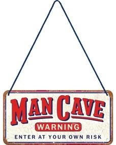 Plechová ceduľa Man Cave - Enter at Your Own risk, (20 x 10 cm)