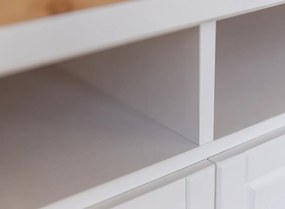 PROXIMA.store - Rustikálny drevený TV stolík - MARONE ELITE FARBA: biela - prírodná borovica