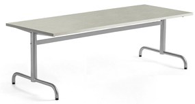 Stôl PLURAL, 1800x700x600 mm, linoleum - šedá, strieborná