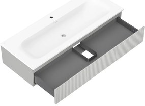 Mexen Rivel, kúpeľňová skrinka 120 cm s umývadlom Vela, 1 zásuvka, drážkovaná, sivá matná/biela, 91A20-12023-1-BF62-W23M01
