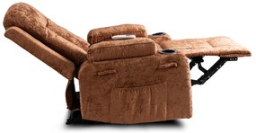 JAKS Masážne kreslo hnedé mikroplyš Box