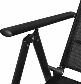 TRENDIE Záhradné stoličky s polohovateľným operadlom sada 2ks čierne