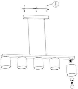 Eglo 901291 - Závesný luster CASTRALVO na lanku 5xE27/28W/230V