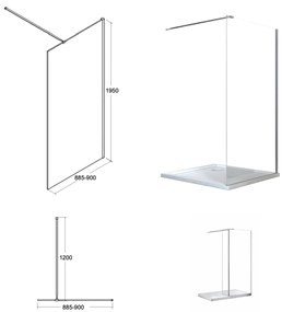 D‘Eluxe - SPRCHOVÉ ZÁSTENY - Sprchová zástena WALKER WB12A 90-140xcm sprchové zásteny Walk In číre 8 chróm univerzálna - ľavá/pravá 120cm 110 195 110x195