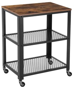 Odkladací stolík na kolieskach TAYLOR 60x40 cm, rustikálne hnedý