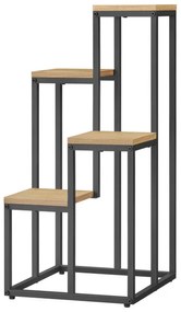 Stojan na kvety so štyrmi policami - dub / čierne nohy