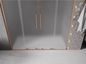 Mexen Velar L Duo, posuvné sprchové dvere do otvoru 180 cm, 8mm sklo námraza, medená matná, 871-180-003-32-65