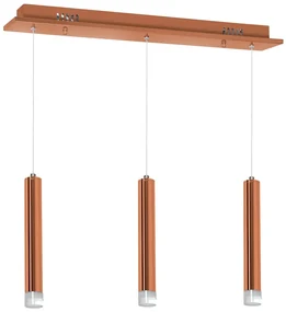 Závesné svietidlo Copper, 3x medené kovové tienidlo, c