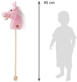 Baby Mix Hobby kôň so zvukom a kolieskami Rosieružový, 95 x 23 x 23 cm