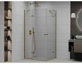 Mexen Roma Duo, sprchovací kút 80 (dvere) x 70 (dvere) cm, 6mm číre sklo, zlatý profil, 854-080-070-50-00-02