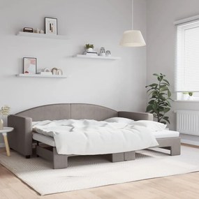 Denná posteľ s rozkladacou posteľou sivohnedá 90x200 cm látka 3197191