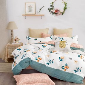 DomTextilu Moderné obojstranné bavlnené posteľné obliečky s letným motívom 4 časti: 1ks 160 cmx200 + 2ks 70 cmx80 + plachta Biela 70 x 80 cm 38446-182388