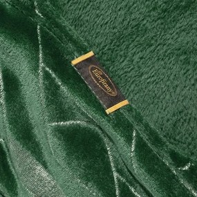 Kvalitná a hrejivá zelená deka zdobená strieborným geometrickým tvarom 150 x 200 cm