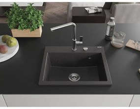 Mexen Oscar, 1-komorový granitový drez 580x490x205 mm, čierna škvrnitá, 6519581000-76