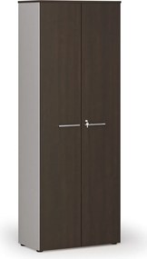 Kancelárska skriňa s dverami PRIMO GRAY, 800 x 420 x 2128 mm, sivá/wenge