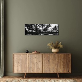 Obraz tropického ostrova (s hodinami) (90x30 cm)