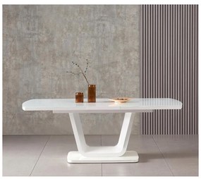 Tempo Kondela Jedálenský rozkladací stôl, biely lesk, 160-200x90 cm, OLAV