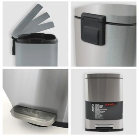 Nášľapný oceľový odpadkový kôš v matne striebornej farbe 5 l Akira – Spirella