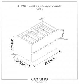 CERANO - Kúpeľňová skrinka Carole + keramické umývadlo Todo - prírodné - 80x49,8x46 cm