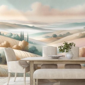 Samolepiaca fototapeta pastelová krajina s jemnými kopčekmi