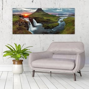 Obraz - Kirkjufell pri západe slnka (120x50 cm)