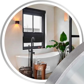 Tutumi Rea, LED kúpeľňové zrkadlo v kovovom ráme 80cm MMJ, brúsená oceľ, HOM-06507