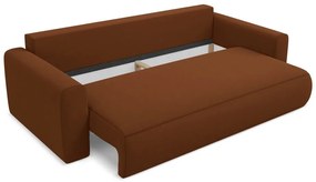 Terakotová zamatová rozkladacia/s úložným priestorom pohovka 238 cm Kapua – Makamii