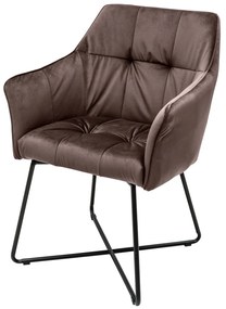 Stolička Loft velvet taupe hnedá s lakťovou opierkou