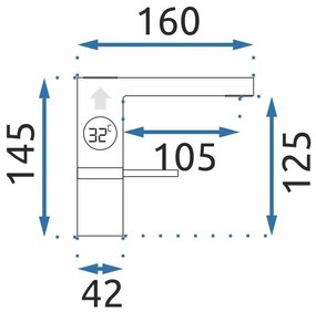 Rea Amar, LCD umývadlová batéria h-145, čierna matná, REA-B2065