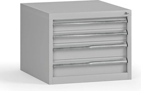 Závesný dielenský box na náradie G345 k pracovným stolom do dielne, 4 zásuvky, 565 x 580 x 450 mm, sivá