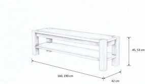 Wooded Televízny stolík Denver z masívu DUB 190x42x45cm